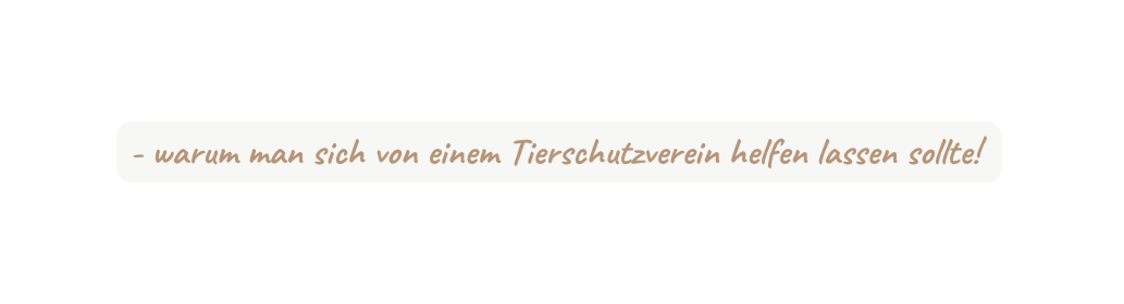warum man sich von einem Tierschutzverein helfen lassen sollte